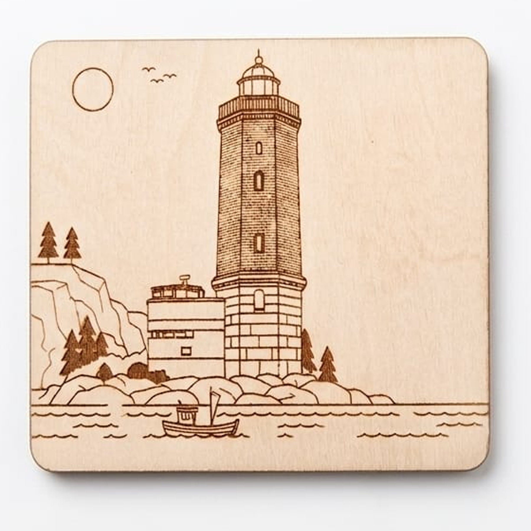 Russarön majakka puinen magneetti laserkaiverrettu Hanko Suomi Russarö lighthouse trä magnet lasergraverad Hangö Finland