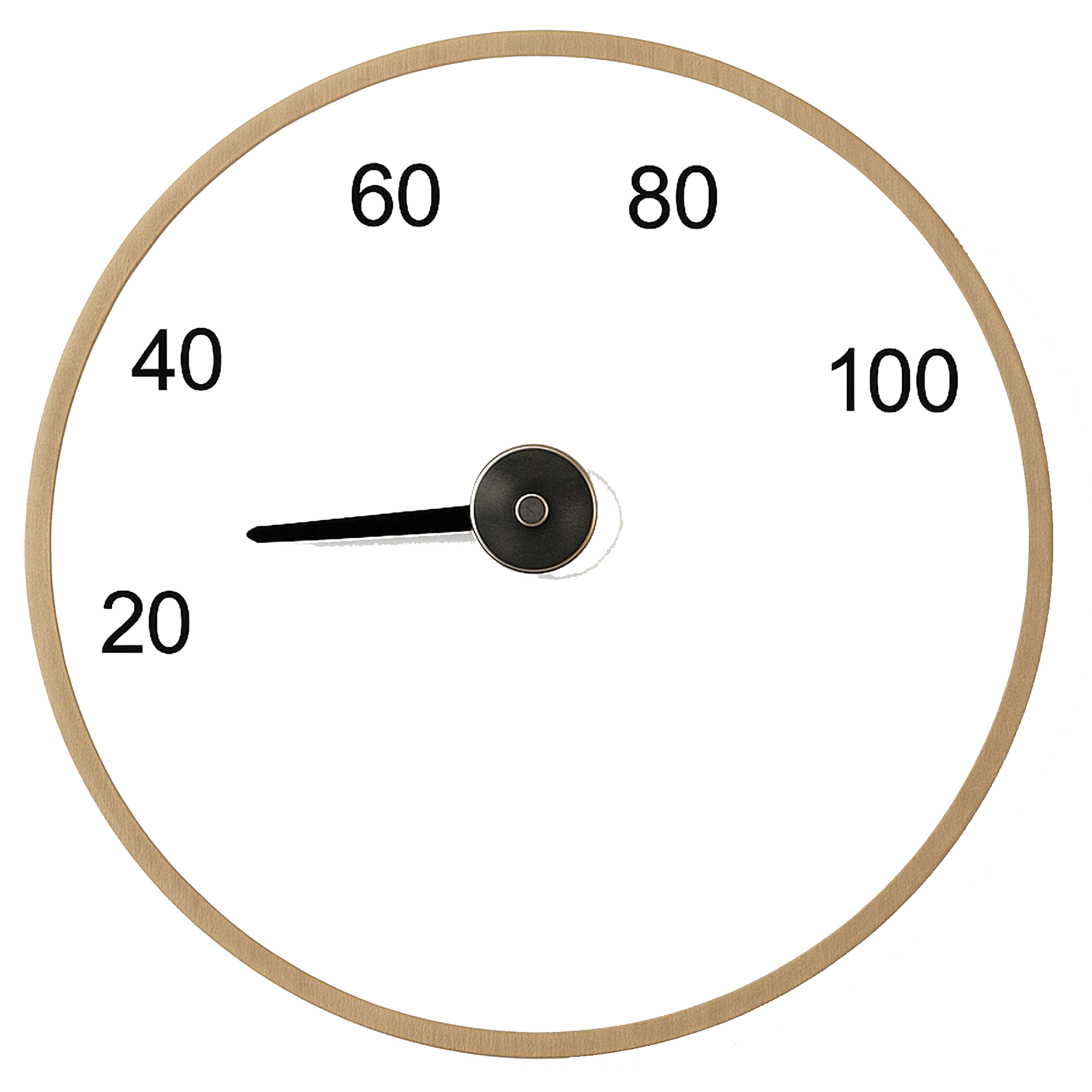 Speedometer gauge with a needle pointing to 60 on a white background