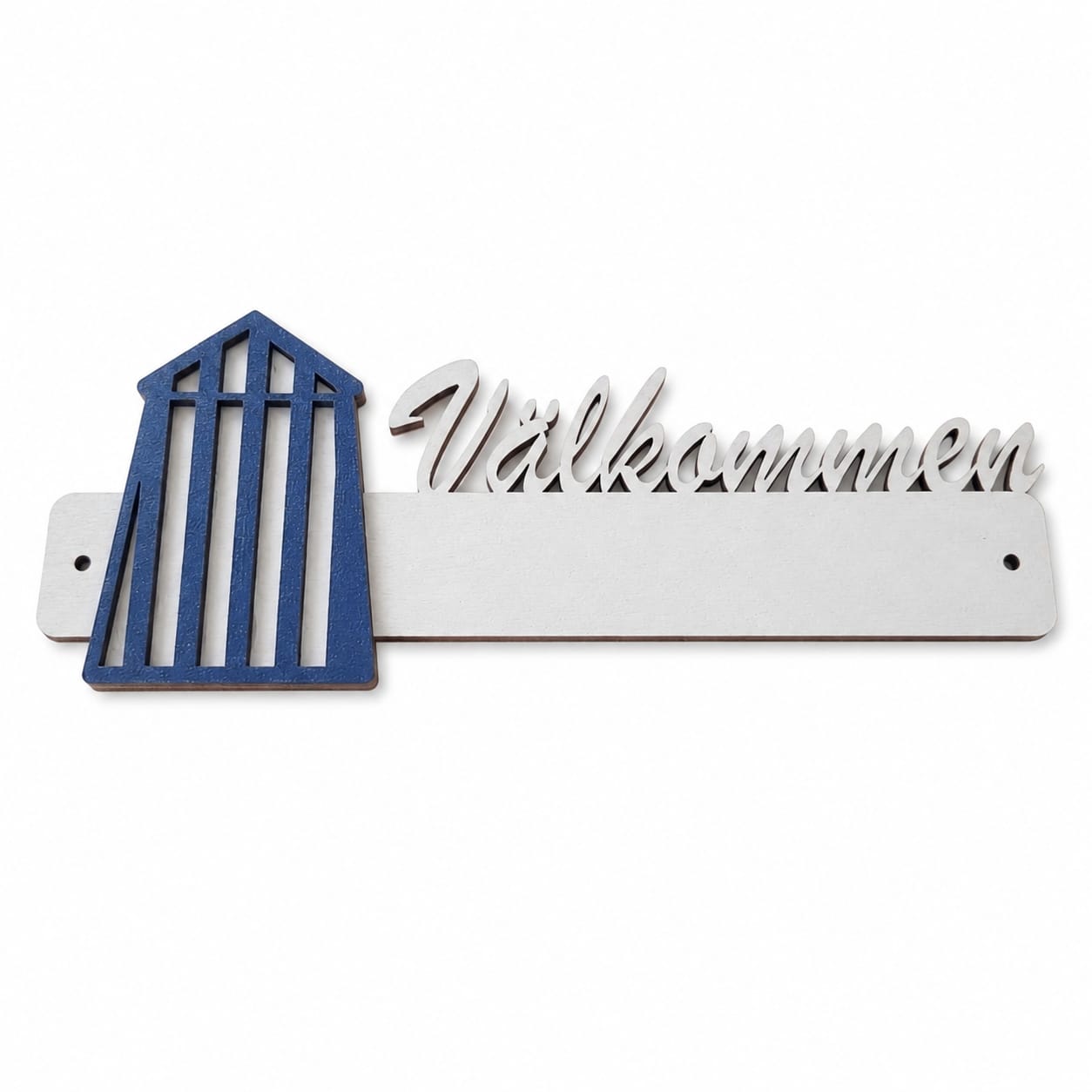 Välkommen – Tervetuloa -kyltti Raitakoppi-aiheella