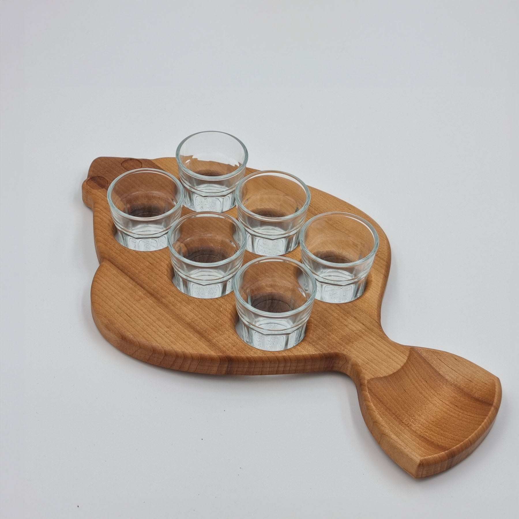 Wooden Flounder-Shaped Shot Glass Holder