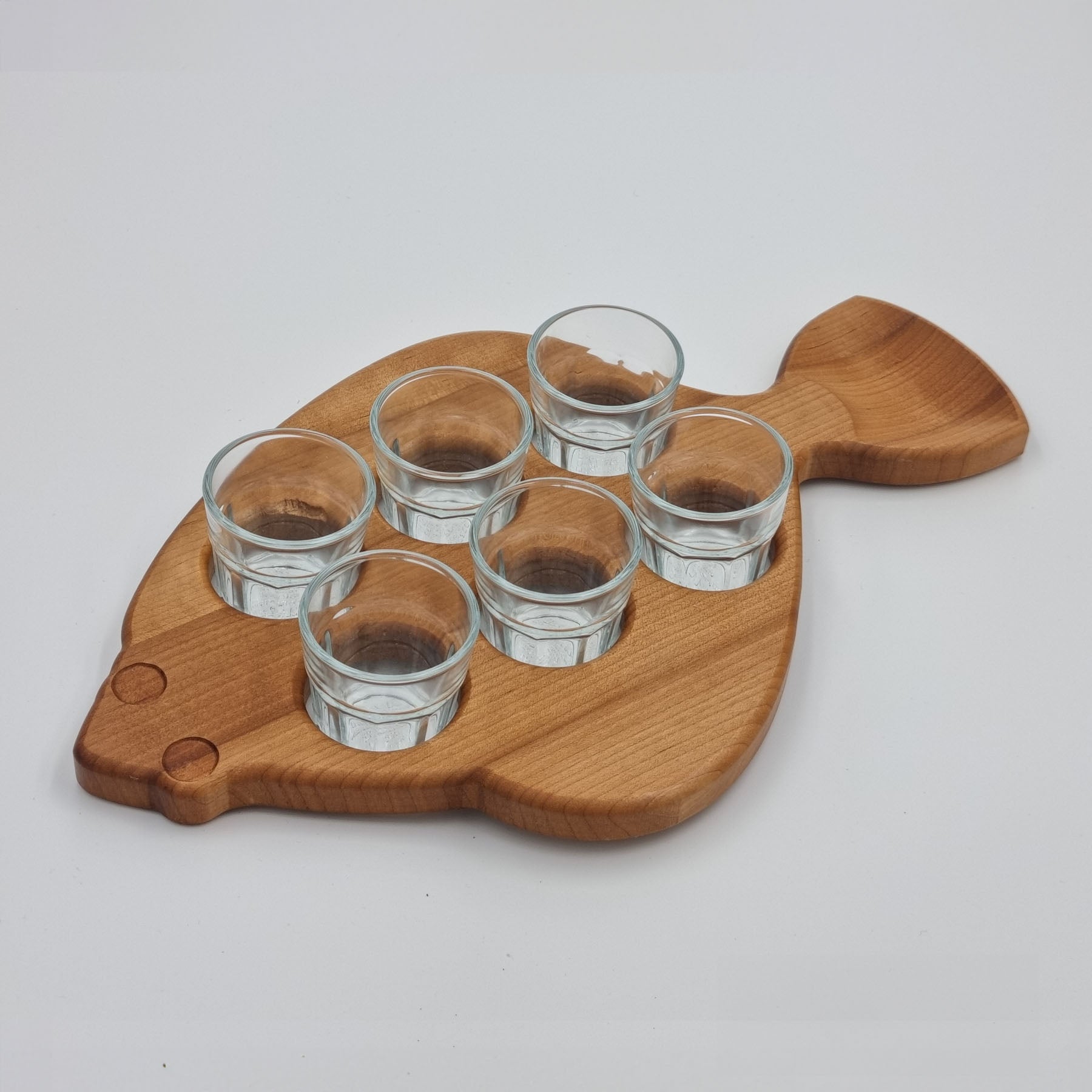 Wooden Flounder-Shaped Shot Glass Holder